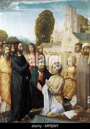 La risurrezione di Lazzaro. Español: El lienzo rappresentanouna el momento en que Lázaro de Betania fue resucitado por Jesucristo. . Circa 1500. 748 Juan de Flandes - La risurrezione di Lazzaro - WGA12049 Foto Stock