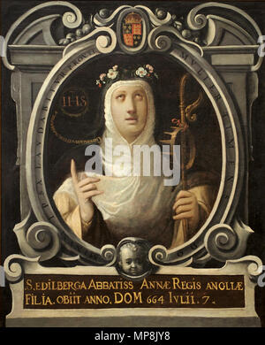 . Español: Santa Edilberga, 1602, Juan de Roelas. Sacristía de la Iglesia de San Miguel y San Julián, Valladolid. 7 dicembre 2013. Juan de Roelas 748 Juan de Roelas - Santa Edilberga 20131207 Foto Stock