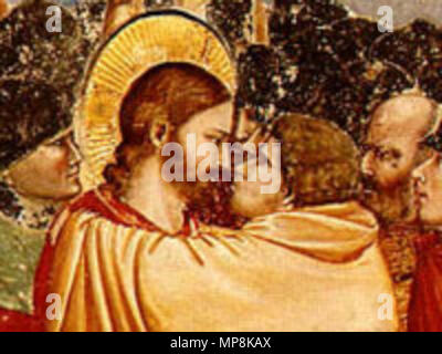 Inglese: No. 31 scene della vita di Cristo: 15. L arresto di Cristo (il bacio di Giuda) . Inglese: il discepolo della sinistra che le ferite di un soldato con il suo coltello, è san Pietro. . Tra il 1304 e il 1306. 749 Judaskus Foto Stock