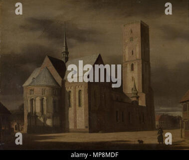 754 Jørgen Roed, Ribe Domkirke i måneskin 1836 RKMm0491, Ribe Kunstmuseum Foto Stock