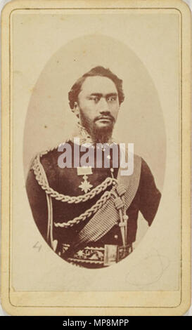 . Inglese: Kamehameha IV Re delle Hawaii, 1862 (stampato 1870), carte de visite da Henry L. Chase (1832-1901) . 1862 (stampato 1870). Henry L. Chase 756 Kamehameha IV Re delle Hawaii, 1862 (stampato 1870), carte de visite Foto Stock