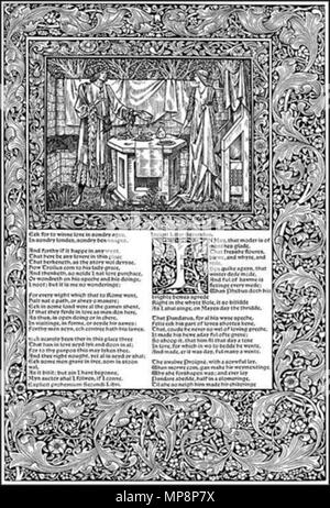 . Inglese: Troiolo e Criseyde, illustrazione dal Kelmscott Chaucer . 1896. Illustrazione Sir Edward Coley Burne-Jones Bt. (1833-1898); border, tipografia William Morris (1834-1896). 762 Kelmscott Troiolo Foto Stock