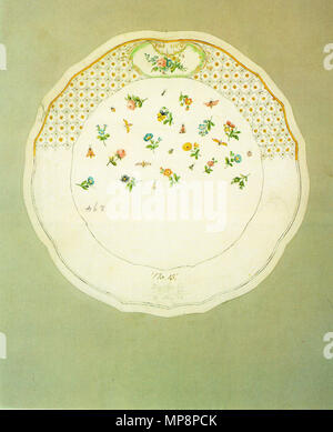 763 Kersting - Entwurf für einen Wandteller mit Streublumen und Insekten Foto Stock