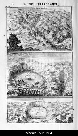 . Inglese: Mummelsee, Wildsee da Athanasius Kircher, Mundus subterraneus, terza edizione, lib. VIII. DE ANIMALIBUS SUBTERRANEIS, p. 112, copia del Tisch Library . 1678. Athanasius Kircher 766 Kircher - Mundus subterraneus p558 Foto Stock