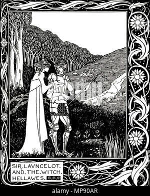 Inglese: Sir Lancelot e la Strega Hellawes (Illustrazione da Sir Thomas Malory Le morte d'Arthur. Londra: Dent, 1894.) 1894. 790 Lancelot e Hellawes Foto Stock