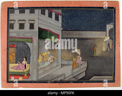 . Inglese: Titolo serie: Rama di viaggio nome Suite: Ramayana Visualizza artista: Nainsukh Data di creazione: ultimo quarto del Settecento Dimensioni display: 9 23/32 in. x 13 31/32 in. (24,7 cm x 35,5 cm) Linea di credito: Edwin Binney terza raccolta numero di adesione: 1990.1269 Collezione: <a href='http://www.sdmart.org/art/our-collection/asian-art' rel="nofollow">Il San Diego Museum of Art</a> . 12 Settembre 2001 15:22:03. Inglese: thesandiegomuseumofartcollection 765 Re Dasharatha si avvicina il broncio Kaikeyi della camera (6125133208) Foto Stock