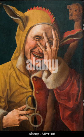 . Inglese: Netherlandish (eventualmente Jacob Cornelisz. van Oostsanen) ridere stolto ca. 1500 - olio su pannello, 13 13/16 x 9 in Davis Museum a Wellesley College . circa 1500. Netherlandish (eventualmente Jacob Cornelisz. van Oostsanen) 793 ridere ingannare Foto Stock