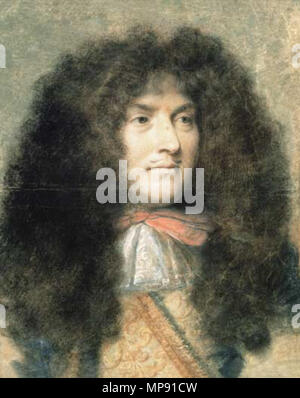 Louis XIV. Français : Probablement réalisé comme prototipo, En vue de la tenture de 'L'Histoire du Roy" . 1667. 796 Le Brun, Charles - Luigi XIV di Francia - Louvre, INV29874 Foto Stock