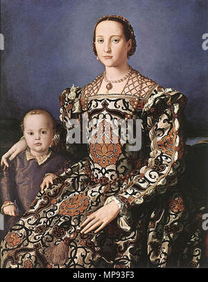 Ritratto di Eleonora Álvarez de Toledo, Granduchessa di Toscana, con il figlio Giovanni de' Medici 1540s. 804 Leonor de Villafranca Foto Stock