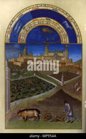 811 Limbourg fratelli - Les très ricchezze Heures du Duc de Berry - Marte (marzo) - WGA13020 Foto Stock