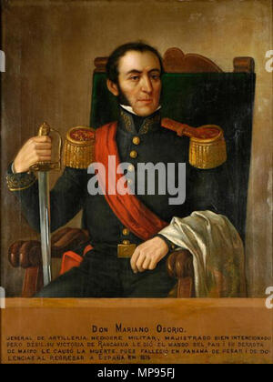 Ritratto di Mariano Osorio . Español: Óleo oficial de los gobernadores de Chile, forma parte de la coleccion de Retratos de los gobernadores de Chile. La Colecciòn de Retratos de los Presidentes del Coloniaje. La collezione di ritratti dei governatori del Cile è al Museo Histórico Nacional (Cile) e fu commissionato da Benjamín Vicuña Mackenna ha per il 1873 mostra coloniale e dipinta da vari artisti. Esso sostituisce una serie di ritratti del Cile coloniale di governatori risalenti all'epoca coloniale che era stato distrutto durante le guerre di indipendenza. [1]. . Circa 1871-1873. 859 Foto Stock