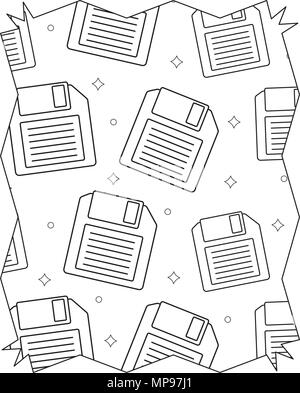 Astratta cornice con dischetto pattern su sfondo bianco, illustrazione vettoriale Illustrazione Vettoriale