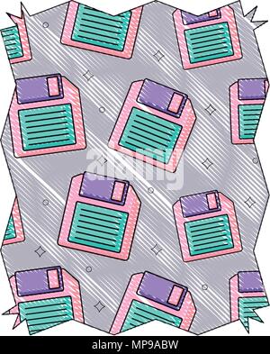 Astratta cornice con dischetto pattern su sfondo bianco, illustrazione vettoriale Illustrazione Vettoriale