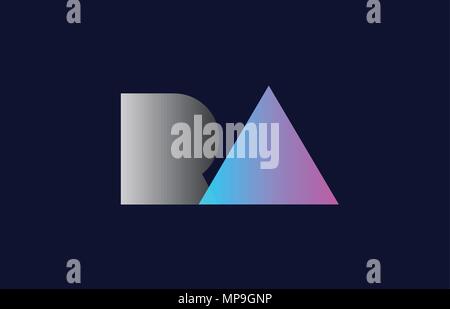 Alfabeto iniziale lettera ra r una combinazione di logo in Rosa blu e grigio colori adatti per il business e corporate identity Illustrazione Vettoriale