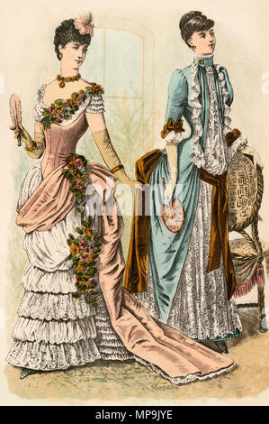 Godey's ladies fashions, 1880. Litografia a colori Litografia a colori Foto Stock