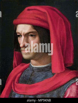 . Inglese: Famiglia Medici: Lorenzo il Magnifico, ritoccato (testo rimosso, il bilanciamento del bianco) . Xv secolo. Bronzino (1503-1572) nomi alternativi nascita Nome: Agnolo di Cosimo di Mariano Descrizione pittore italiano Data di nascita e morte 17 novembre 1503 28 Novembre 1572 Luogo di nascita e morte Firenze Firenze sede di lavoro Firenze competente controllo : Q7803 VIAF: 59354048 ISNI: 0000 0003 7116 0514 ULAN: 500004362 LCCN: N80116993 NLA: 36552745 WorldCat 819 Lorenzo de Medici2 Foto Stock