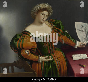 Ritratto di una donna ispirata dalla Lucretia 1533. 822 - Lorenzo Lotto - Ritratto di una donna ispirata dalla Lucretia - Google Art Project Foto Stock