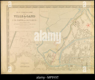 . Inglese: Mappa di Gand da Corvillain, parte 1 . 22 novembre 2013, 16:04:31. Gérard, P. Corvillain, V. [Gand : P. Gérard, 1855-1857]. 851 Mappa di Gand da Corvillain, parte 1 Foto Stock