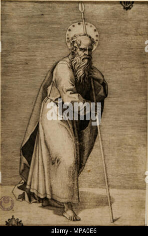 . Marcantonio Raimondi Apoostles da Raffaello affreschi perduti in Vaticano Stampa . 1520s. vedere il nome o la categoria 854 Marcantonio Raimondi, san Giuda Taddeo Foto Stock