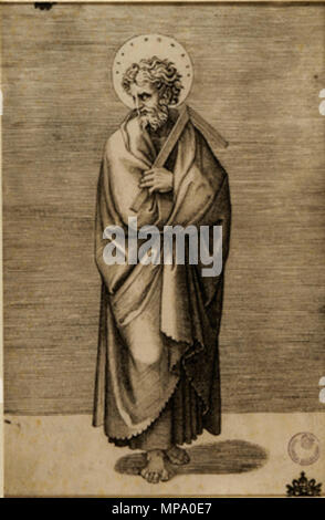 . Marcantonio Raimondi Apoostles da Raffaello affreschi perduti in Vaticano Stampa . 1520s. vedere il nome o la categoria 854 Marcantonio Raimondi, san Tommaso Foto Stock
