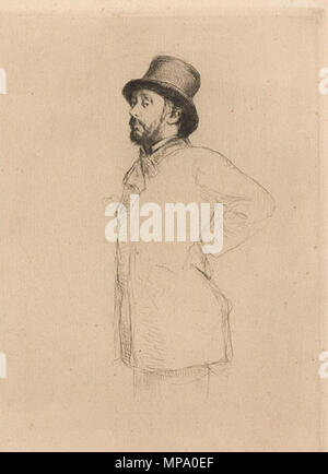 Français : Ritratto Edgar Degas 1878. 854 Marcellin Desboutin - Ritratto di Edgar Degas (puntasecca) Foto Stock