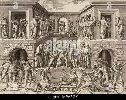 . Inglese: il Martirio di San Lorenzo di Marcantonio Raimondi . 1525. Marcantonio Raimondi (1480-1534) Descrizione incisore italiano e printmaker Data di nascita e morte circa 1474 circa 1534 Luogo di nascita e morte Agini (?) Bologna (?) Autorità di controllo : Q728375 VIAF: 86615512 ISNI: 0000 0001 2053 1595 ULAN: 500030773 LCCN: N82045036 WGA: Raimondi, Marcantonio WorldCat 866 il Martirio di San Lorenzo di Marcantonio Raimondi Foto Stock
