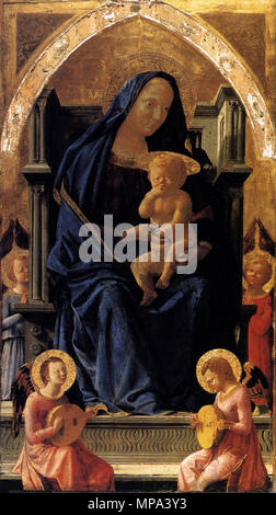 Madonna con Bambino e angeli 1426. 868 Masaccio - Madonna con Bambino e angeli - WGA14200 Foto Stock