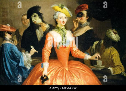 Italiano: Carnevale veneziano e maschere del XVIII secolo. Lorenzo Baldissera Tiepolo (1736-1776) nomi alternativi Lorenzo Tiepolo; descrizione del Tiepolo pittore italiano e printmaker Data di nascita e morte 8 Agosto 1736 Agosto 1776 Luogo di nascita e morte a Venezia Autorità di Madrid controllo : Q2530113 VIAF: 24591092 ISNI: 0000 0000 8102 7715 ULAN: 500014862 LCCN: nr94019158 WGA: TIEPOLO, Lorenzo WorldCat 869 maschere veneziane - Tiepolo Foto Stock