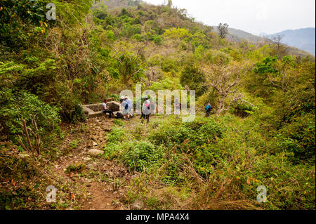 La molla vicino al vecchio albero di mango a) Percorrere Village molte volte descritto da Jim Corbett nel suo libro Maneaters del Kumaon, Kumaon Hills, Uttarakhand, India Foto Stock