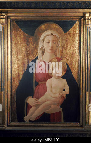 Maestro della Natività di Castello (italiano, attiva la seconda metà del XV secolo). "La Madonna e il bambino", 1456-1459. tempera e foglia oro su pannello. Walters Art Museum (37.1163): acquistato da Henry Walters, 1924. 37.1163 871 Maestro della Natività di Castello - Madonna e Bambino - Walters 371163 Foto Stock