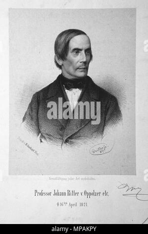 Fotocamere digitali Olympus . Deutsch: Johann von Oppolzer (1808-1871), östererichischer Arzt (Inteernist). Lithographie von Adolf Dauthage, 1871 . 1871. Adolf Dauthage (1825-1883) 728 Johann von Oppolzer Litho Foto Stock