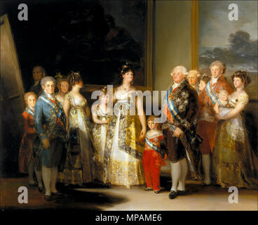 Deutsch: Porträt der Familie Karls IV Inglese: Carlo IV di Spagna e la sua famiglia Español: La familia de Carlos IV 1800-1801. 783 La familia de Carlos IV, Francisco de Goya Foto Stock