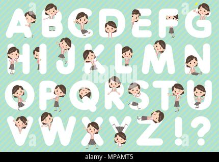 Set di pose diverse della camicia rosa medio donna dalla A alla Z Illustrazione Vettoriale