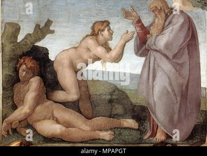 Inglese: Creazione di Eva tra 1509 e 1510. 890 Michelangelo, creazione di Eva 01 Foto Stock