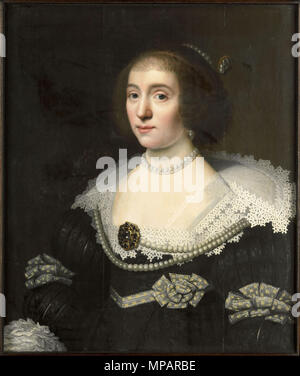 Ritratto di Amalia di Solms . Ritratto di Amalia di Solms-Braunfels (1602-1675). Busto rivolto verso sinistra con jewelery sul suo petto e tra i capelli. Tra il 1630 e il 1640. 892 Amalia van Solms (Wybrand de Geest, 1655) Foto Stock