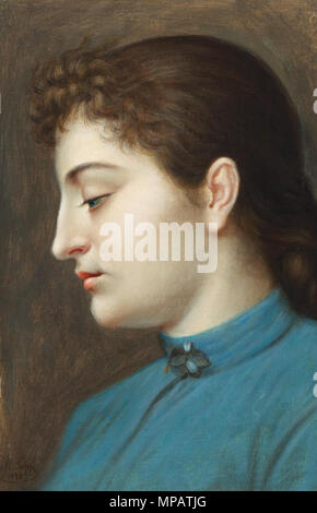 . Română: Mişu Popp - Fiica artistului, ulei pânză pe, 36 x 24 cm, semnat și stânga datat jos, cu brun, M. Popp, 1878. . 1878. 897 Misu Popp - Fiica artistului Foto Stock