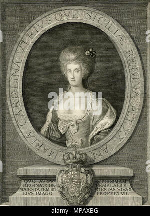 Maria Carolina Utriusque Siciliae Regina aet. XX Un. Inglese: Ritratto di Maria Carolina d'Austria, Regina delle Due Sicilie . 1777. 905 Morghen dopo Liani - Maria Carolina regina delle Due Sicilie Foto Stock