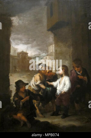 913 Murillo, Bartolomé Esteban Perez - San Tommaso di Villanueva dividendo le sue vesti tra beggar boys - c. 1667 Foto Stock