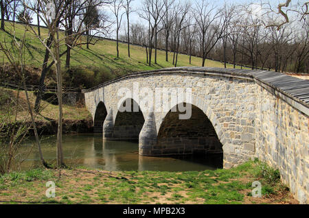 In occasione della battaglia di Antietam, il ponte di Burnside era ferocemente difeso dai confederati contro le truppe dell'Unione comandato dal generale dell'Unione Ambrose Burnside Foto Stock