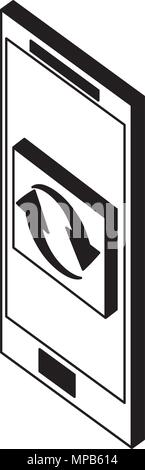 Ricaricare lo smartphone il tasto frecce isometrica web Illustrazione Vettoriale