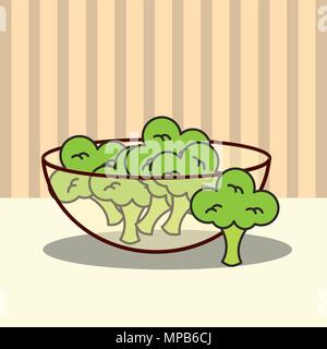 Vaso di vetro con broccoli freschi Illustrazione Vettoriale