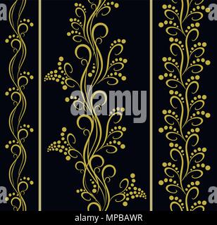 Set di seamless motivi floreali con frutti di bosco. EPS10 illustrazione vettoriale Illustrazione Vettoriale