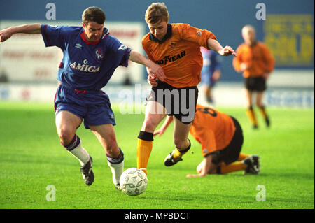 CHELSEA V Lupi a Stamford Bridge 13/3/94 FA Cup Kevin Keen e Steve Clark Foto Stock