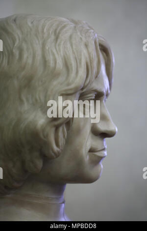 Busto in marmo di Lorenzo de' Medici noto anche come Lorenzo il Magnifico da scultore italiano Ottavio Giovannozzi (1825) sul display nella Galleria degli Uffizi (Galleria degli Uffizi di Firenze, Toscana, Italia. Foto Stock