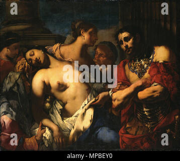 . Italiano: Nerone esamina il corpo di Agrippina . tra 1670 e 1679. Pietro Negri - Dresda, Gemäldegalerie Alte Meister 922 Nerone esamina il corpo di Agrippina - Negri Foto Stock