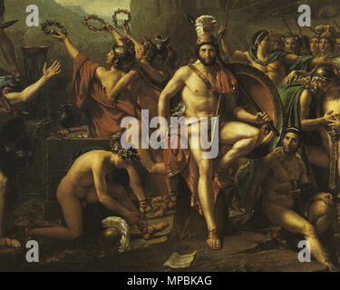 Leonidas a Thermophylae. dettaglio . 1813. 690 Jacques-Louis David, "Leonidas a Thermophylae" (dettaglio) Foto Stock