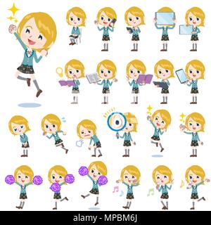 Set di pose diverse di Schoolgirl 2 Bianco Illustrazione Vettoriale
