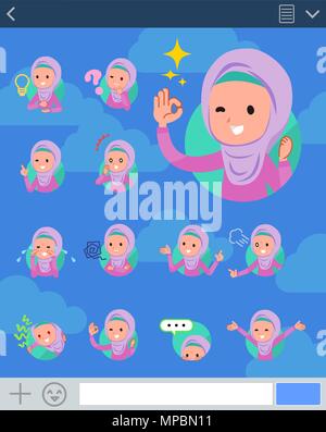 Il tipo piatto arabo stile hijab girl sns Illustrazione Vettoriale