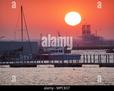 Queenborough, Kent, Regno Unito. 22 Maggio, 2018. Regno Unito Meteo: questa sera al tramonto in Queenborough Kent. Credito: James Bell/Alamy Live News Foto Stock