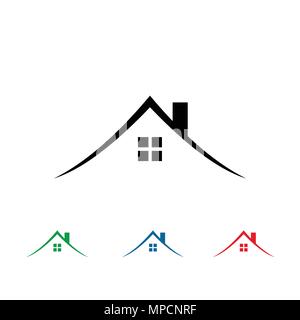 Immobiliare di logo, casa logo design, icona del vettore. Illustrazione Vettoriale